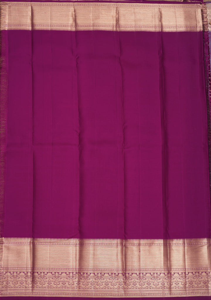 Wine Silk Jaal Gold Zariwork Saree With Matching Blouse Piece