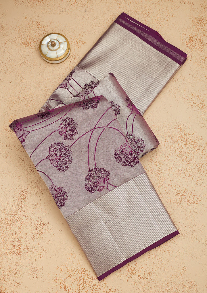 Wine Zariwork Pure Silk Saree