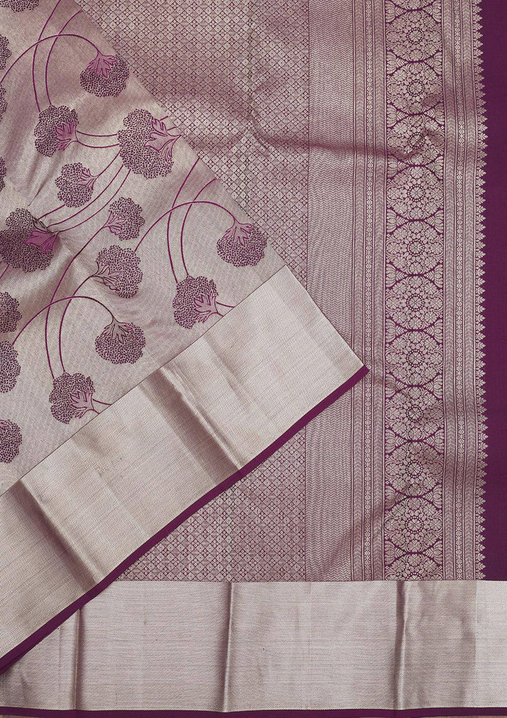 Wine Zariwork Pure Silk Saree
