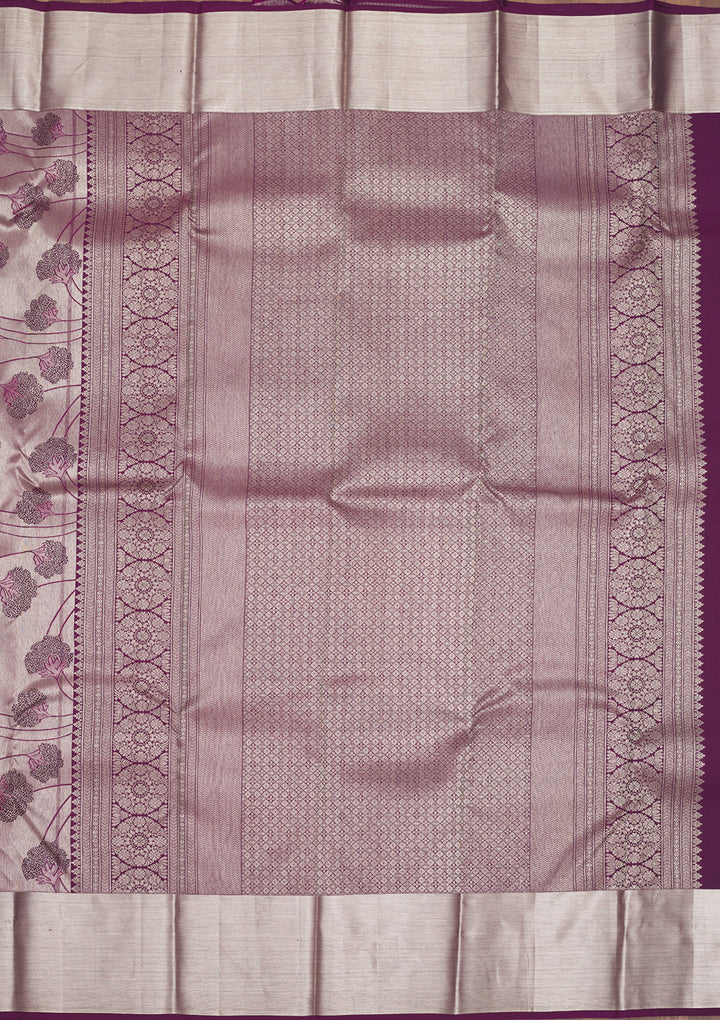 Wine Zariwork Pure Silk Saree