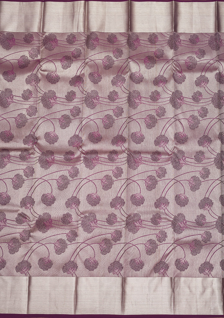 Wine Zariwork Pure Silk Saree