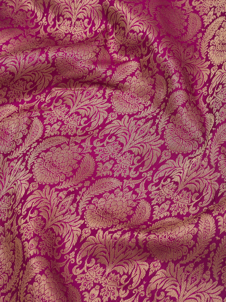Wine Silk Jaal Gold Zariwork Saree With Matching Blouse Piece