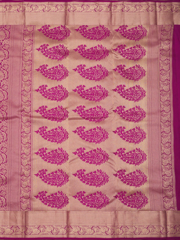 Wine Silk Jaal Gold Zariwork Saree With Matching Blouse Piece