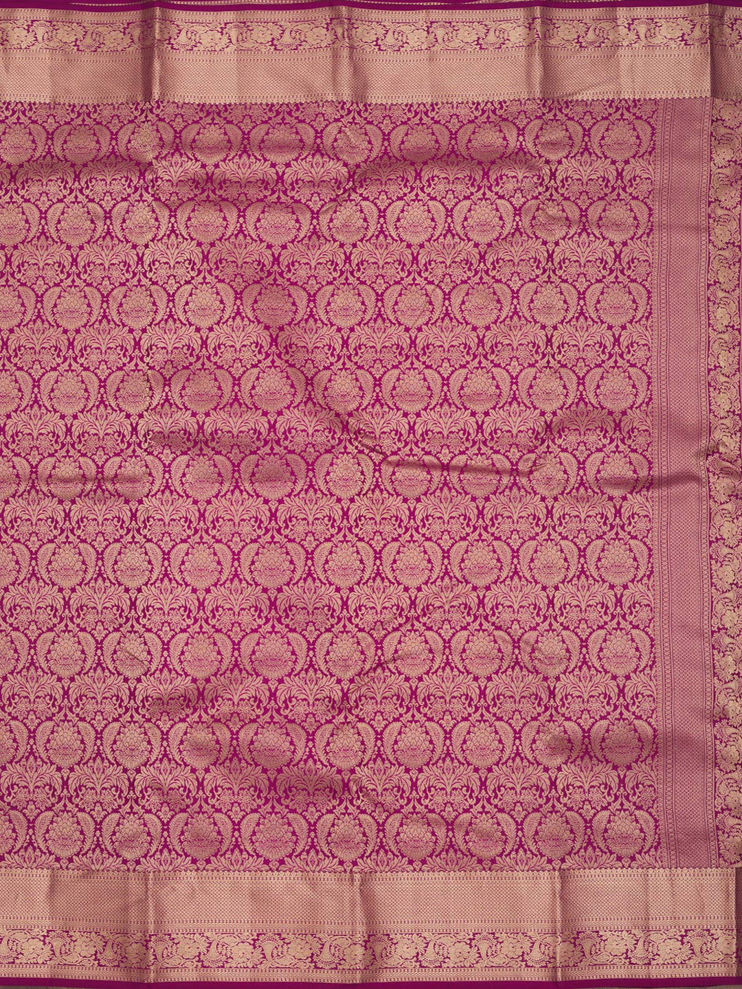 Wine Silk Jaal Gold Zariwork Saree With Matching Blouse Piece