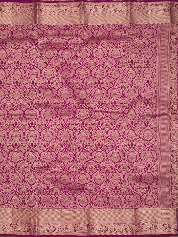 Wine Silk Jaal Gold Zariwork Saree With Matching Blouse Piece
