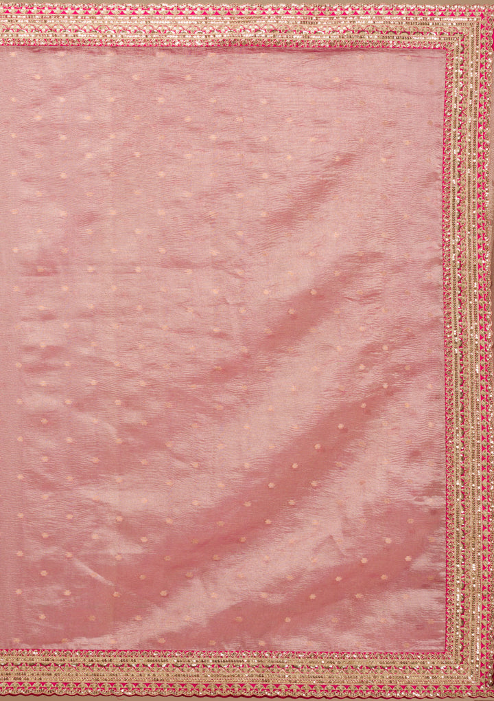 Wine Tissue Sequins Saree With Matching Blouse Piece