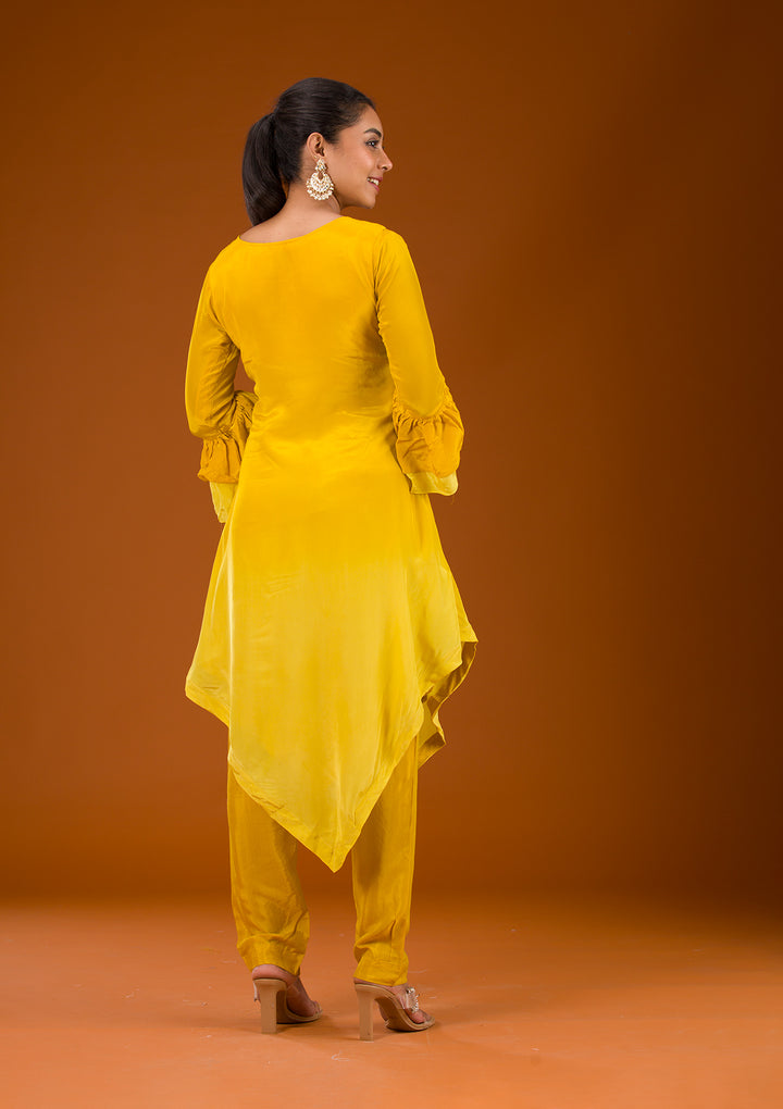 Yellow Cutdana Georgette Readymade Salwar Suit
