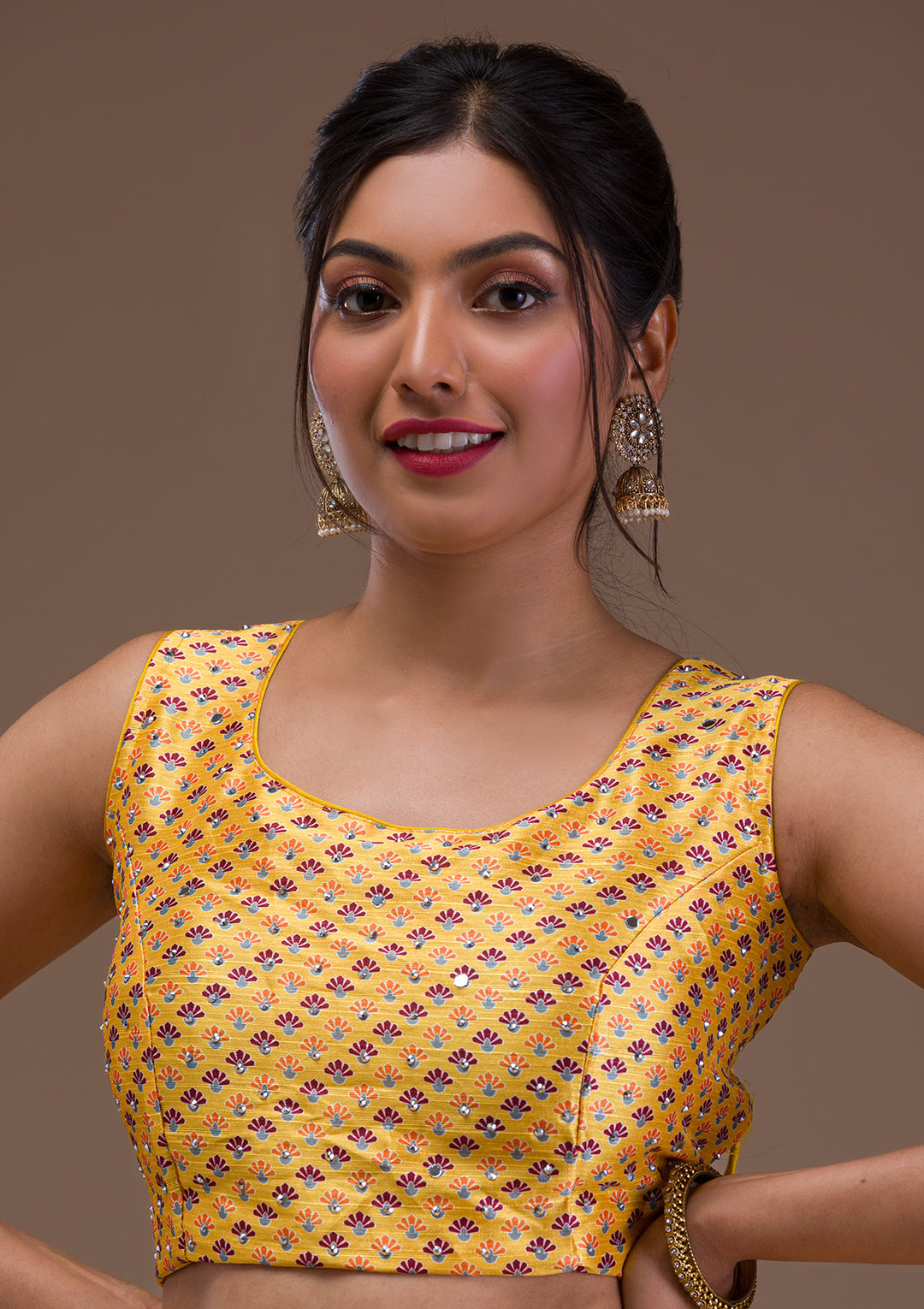 Yellow Stonework Banarasi Readymade Lehenga