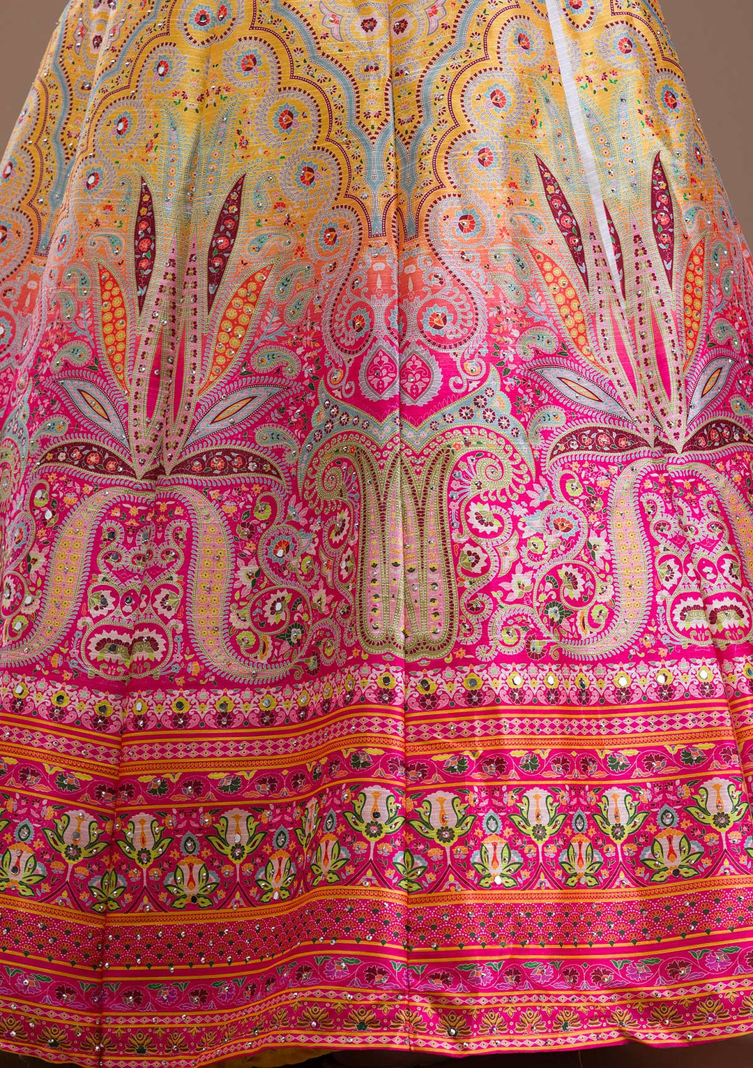 Yellow Stonework Banarasi Readymade Lehenga
