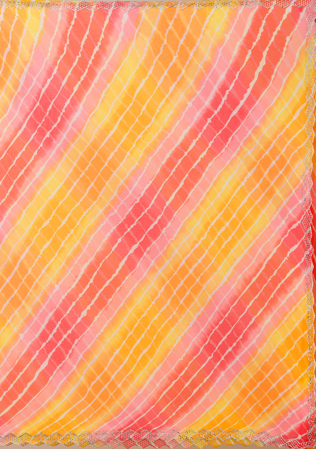 Yellow Stonework Georgette Saree