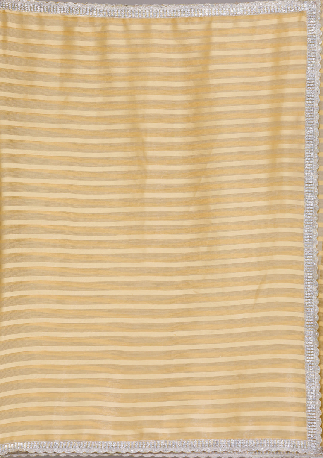 Yellow Stonework Semi Crepe Saree