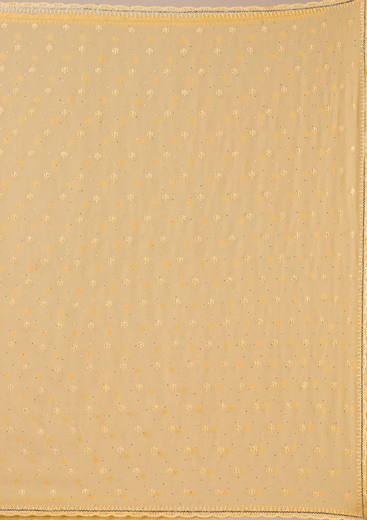 Yellow Threadwork Chiffon Saree