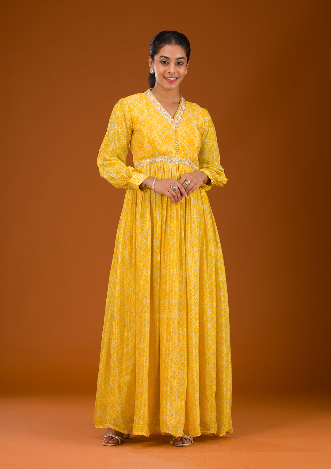 Koskii Crepe Yellow Salwar Suit – Readymade Elegance with Silver Zardozi