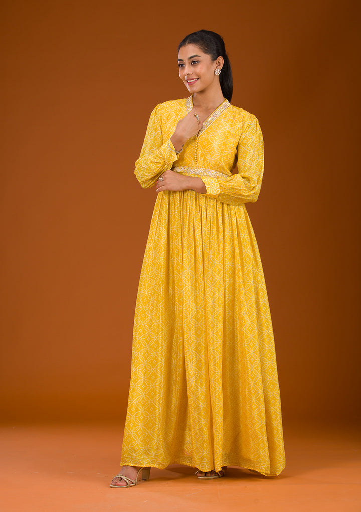 Koskii Crepe Yellow Salwar Suit – Readymade Elegance with Silver Zardozi