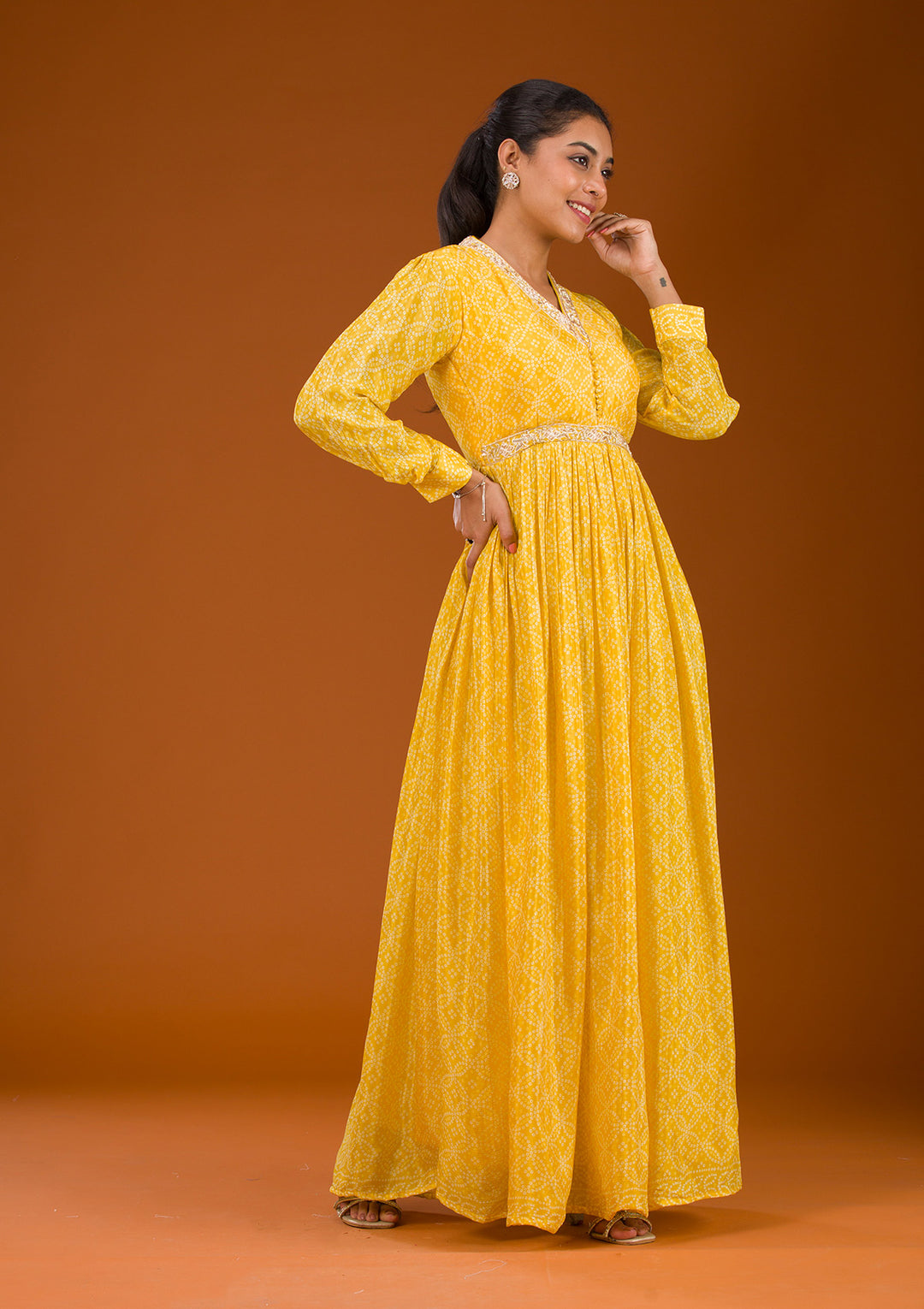 Koskii Crepe Yellow Salwar Suit – Readymade Elegance with Silver Zardozi