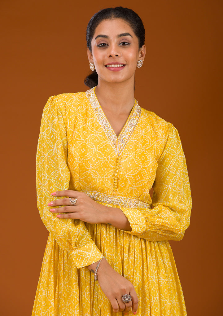 Koskii Crepe Yellow Salwar Suit – Readymade Elegance with Silver Zardozi