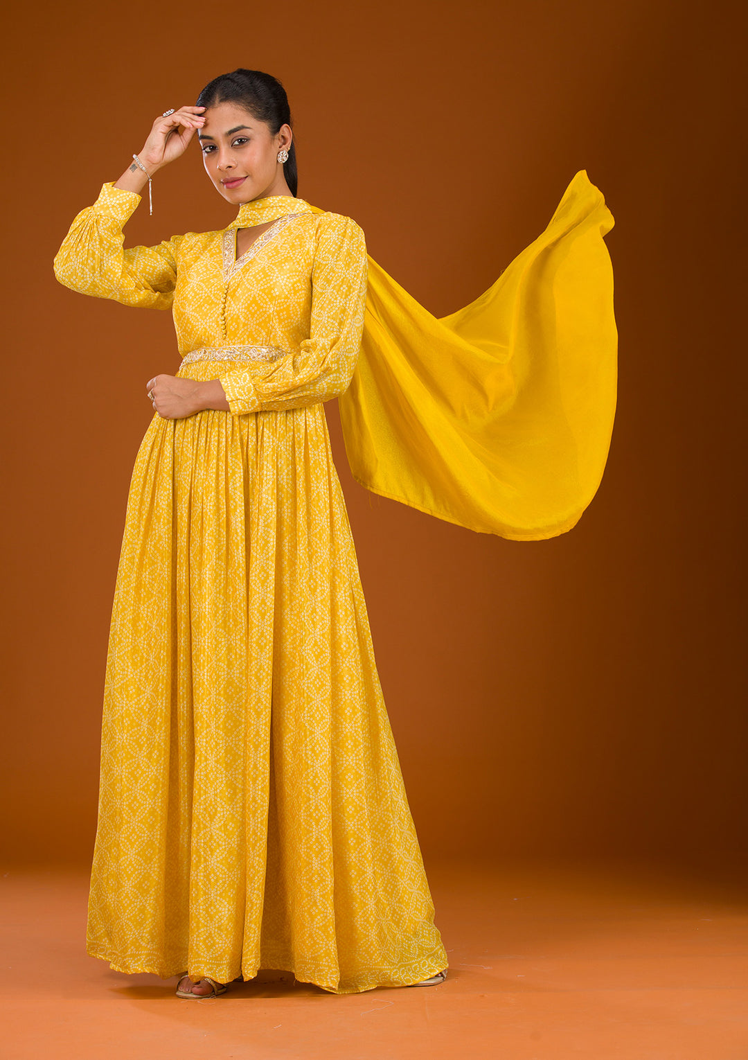 Koskii Crepe Yellow Salwar Suit – Readymade Elegance with Silver Zardozi