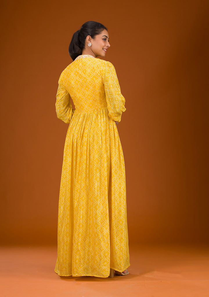 Koskii Crepe Yellow Salwar Suit – Readymade Elegance with Silver Zardozi