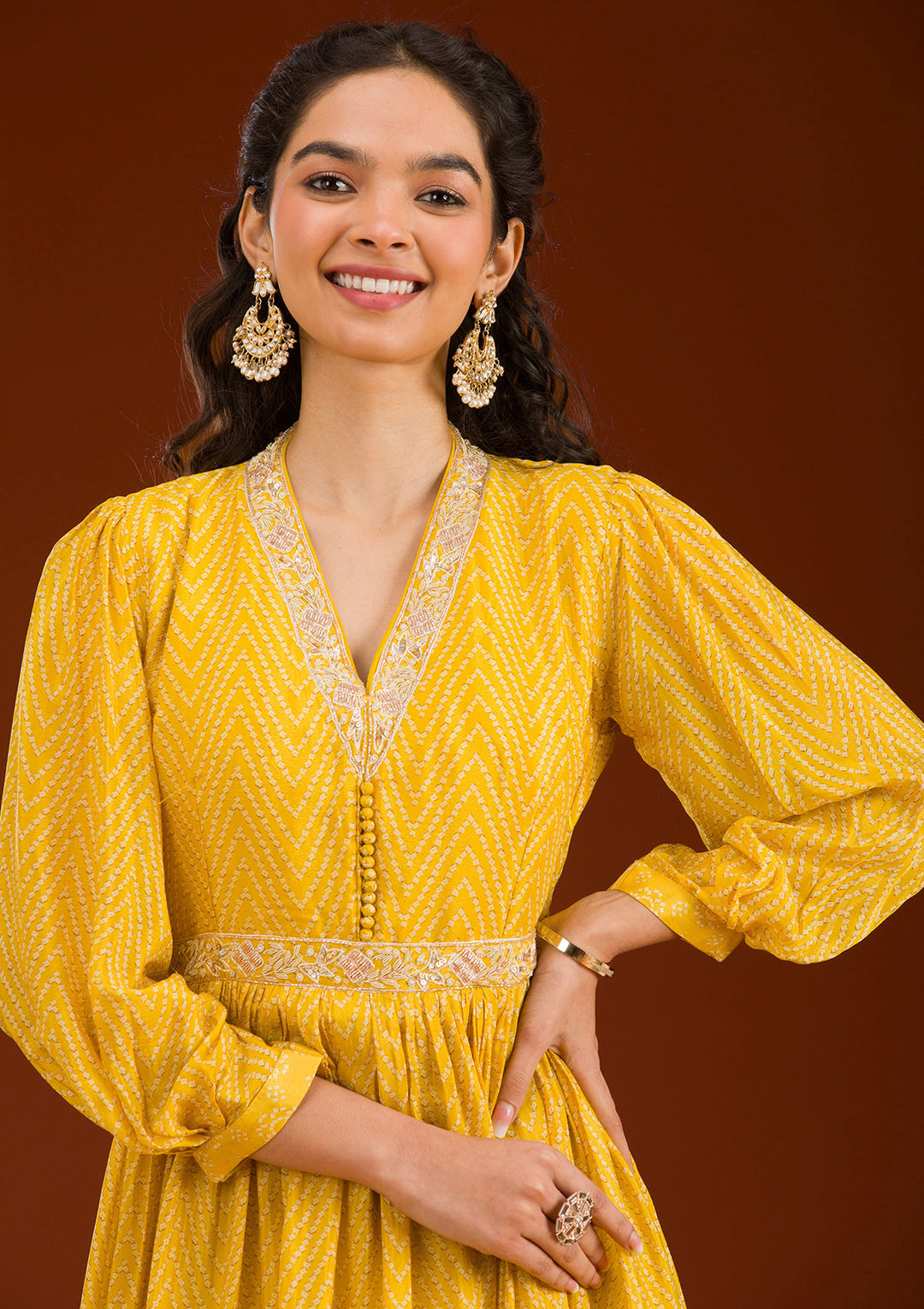 Koskii Crepe Yellow Salwar Suit – Ready-to-Wear with Silver Zardozi