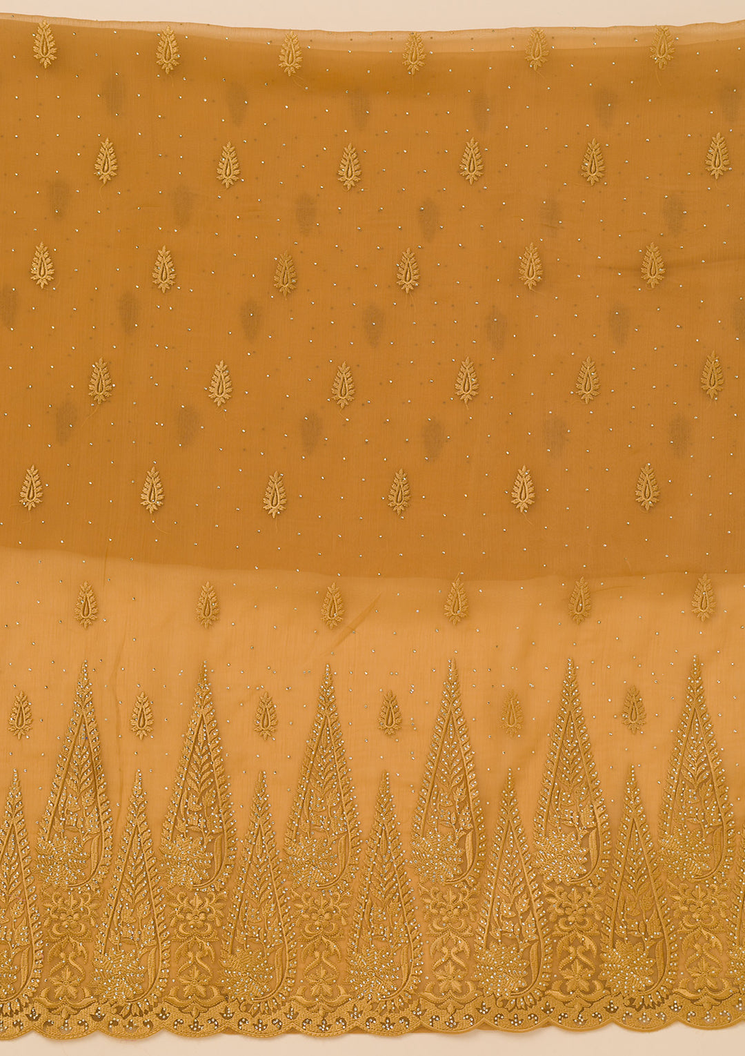 Mustard Threadwork Tissue Unstitched Salwar Suit