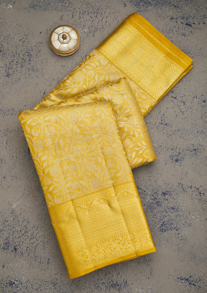 Yellow Zariwork Pure Silk Saree