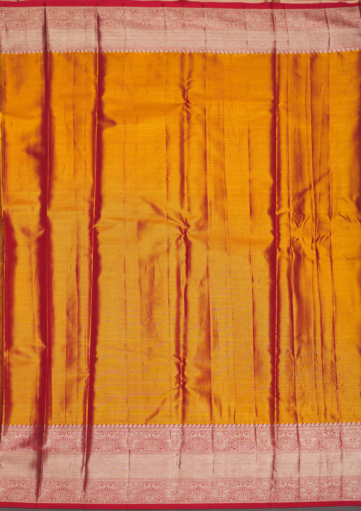 Yellow Tissue Jaal Gold Zariwork Saree With Matching Blouse Piece