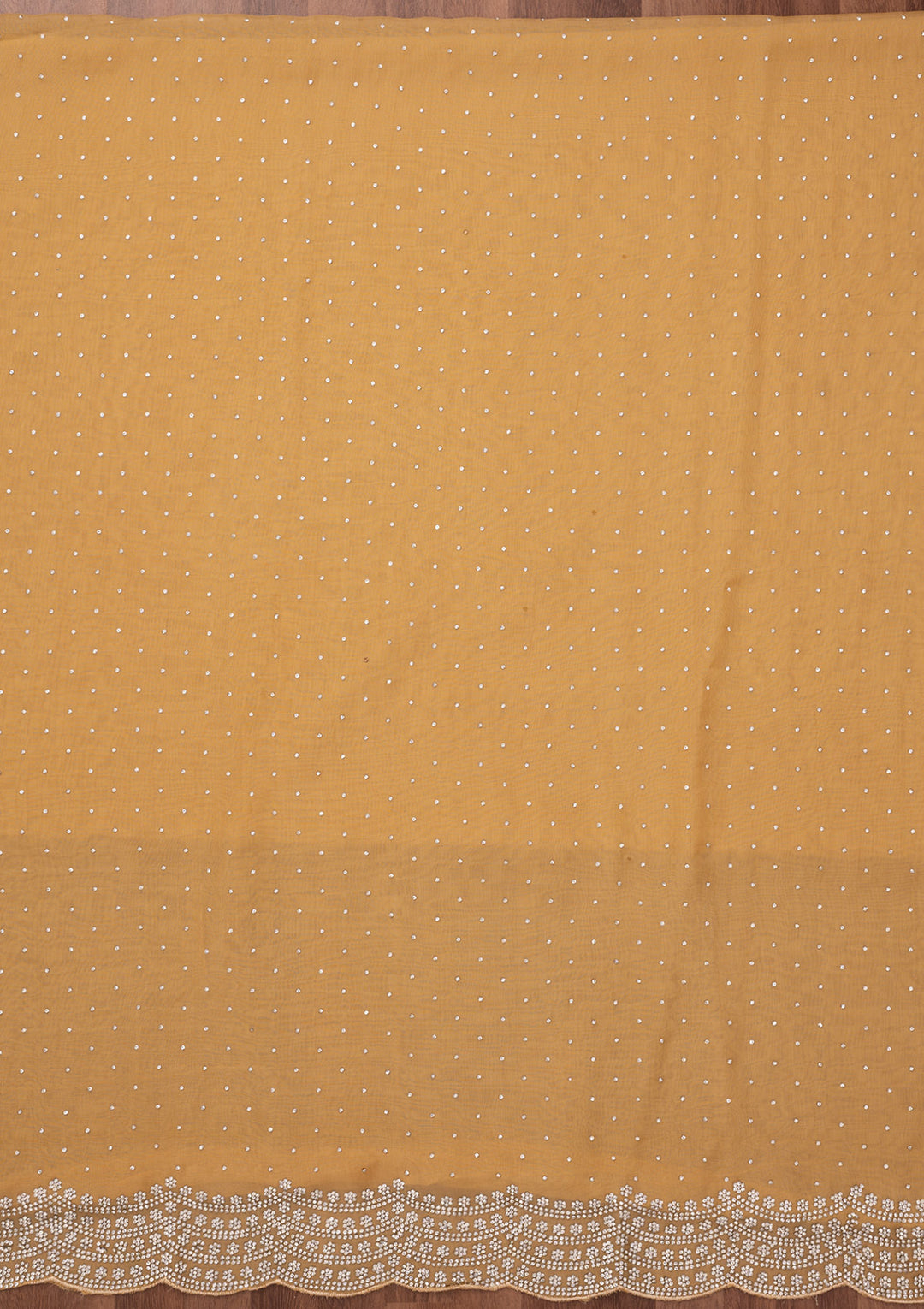 Yellow Zariwork Semi Crepe Unstitched Salwar Suit
