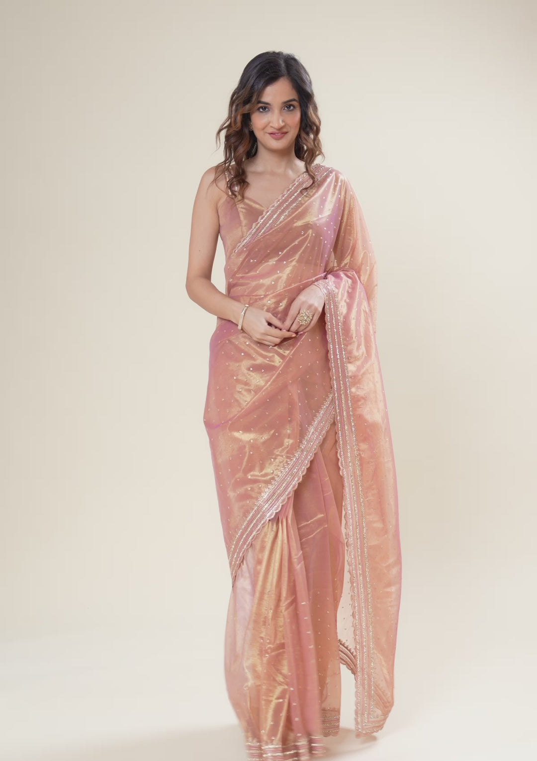 Mauve Zariwork Organza Saree