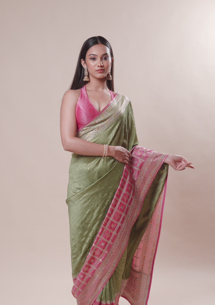 Pink Zariwork Soft Silk Saree