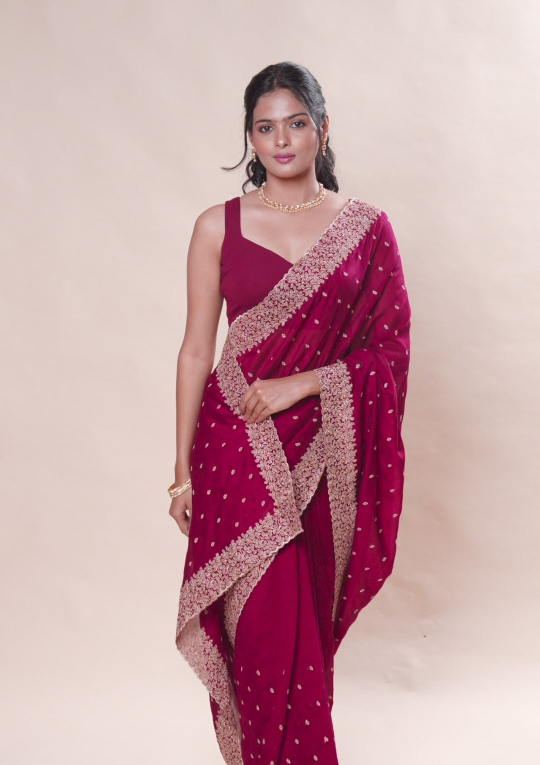 Maroon Zariwork Soft Silk Saree