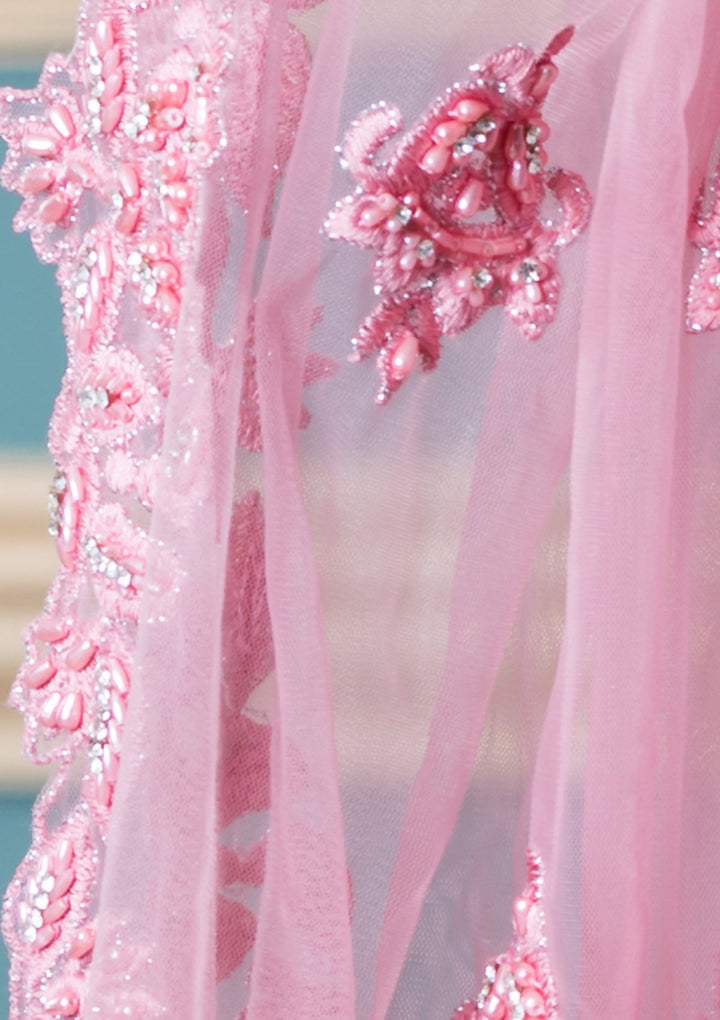 Pink Stonework Net Designer Lehenga-Koskii
