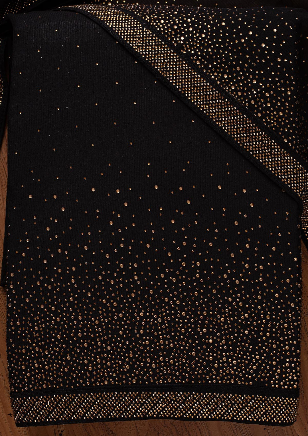 Black Swarovski Georgette Designer Unstitched Salwar Suit - koskii