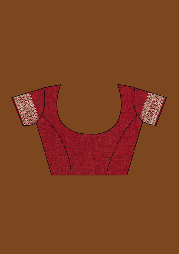 Maroon Stonework Raw Silk Designer Saree - Koskii