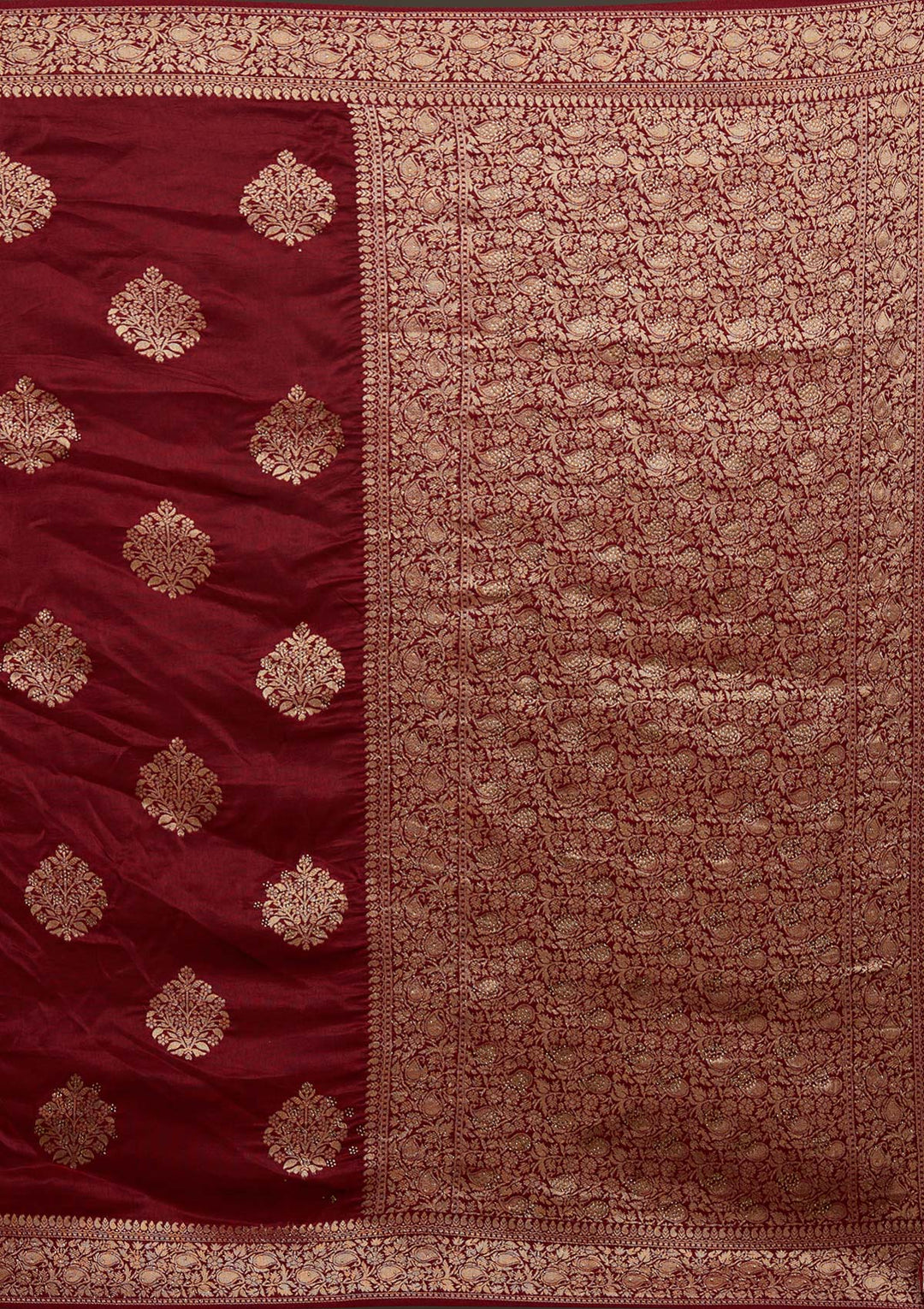 Maroon Zariwork Banarasi Designer Saree - Koskii