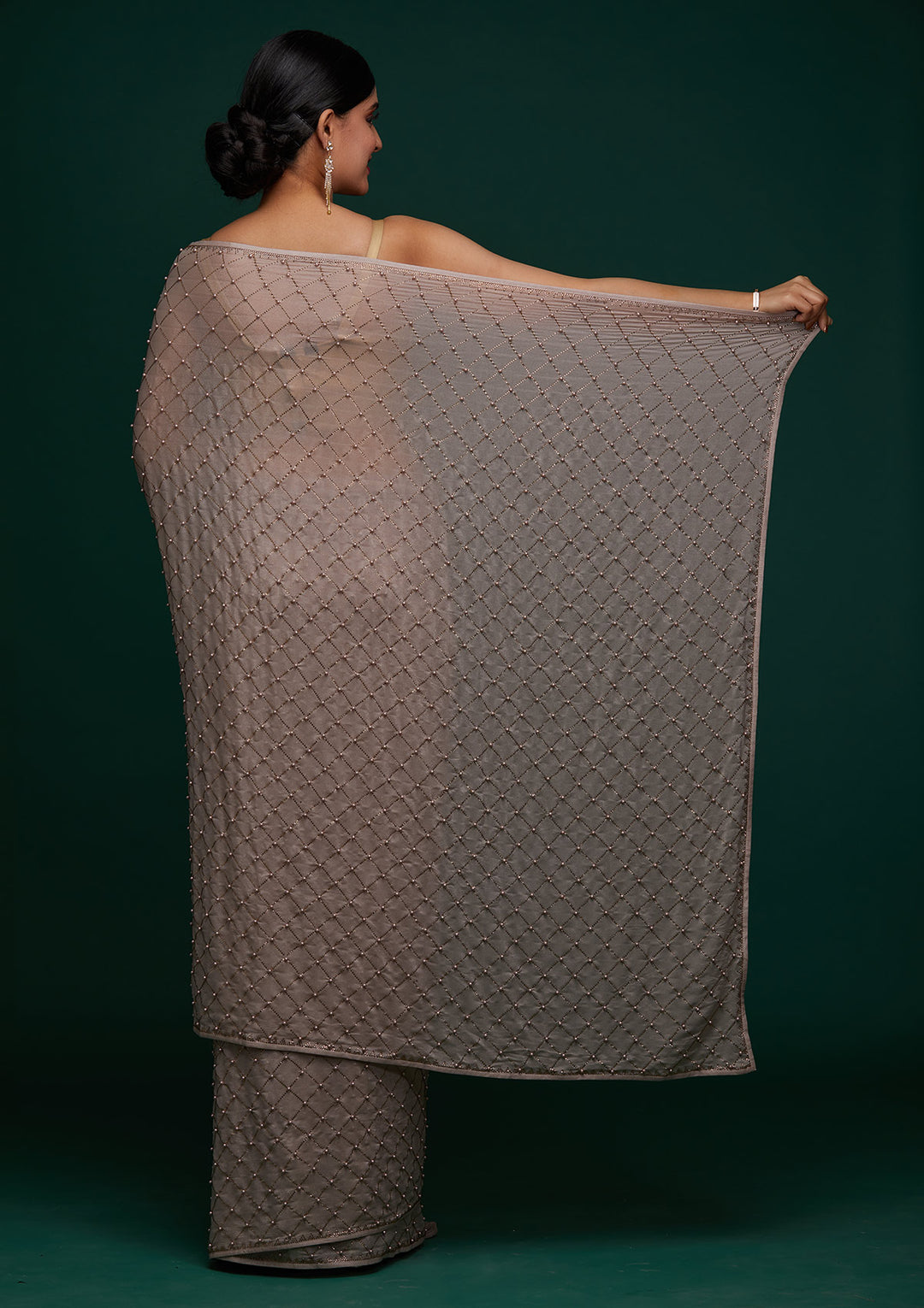 Mauve Swarovski Shimmer Designer Saree - Koskii