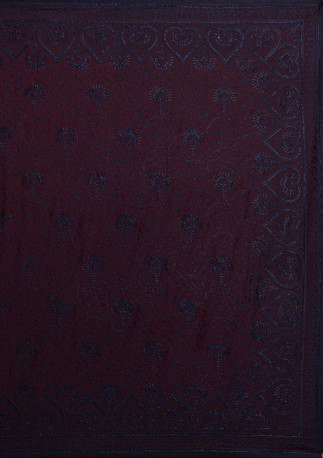 Navy Blue Swarovski Georgette Designer Saree - koskii