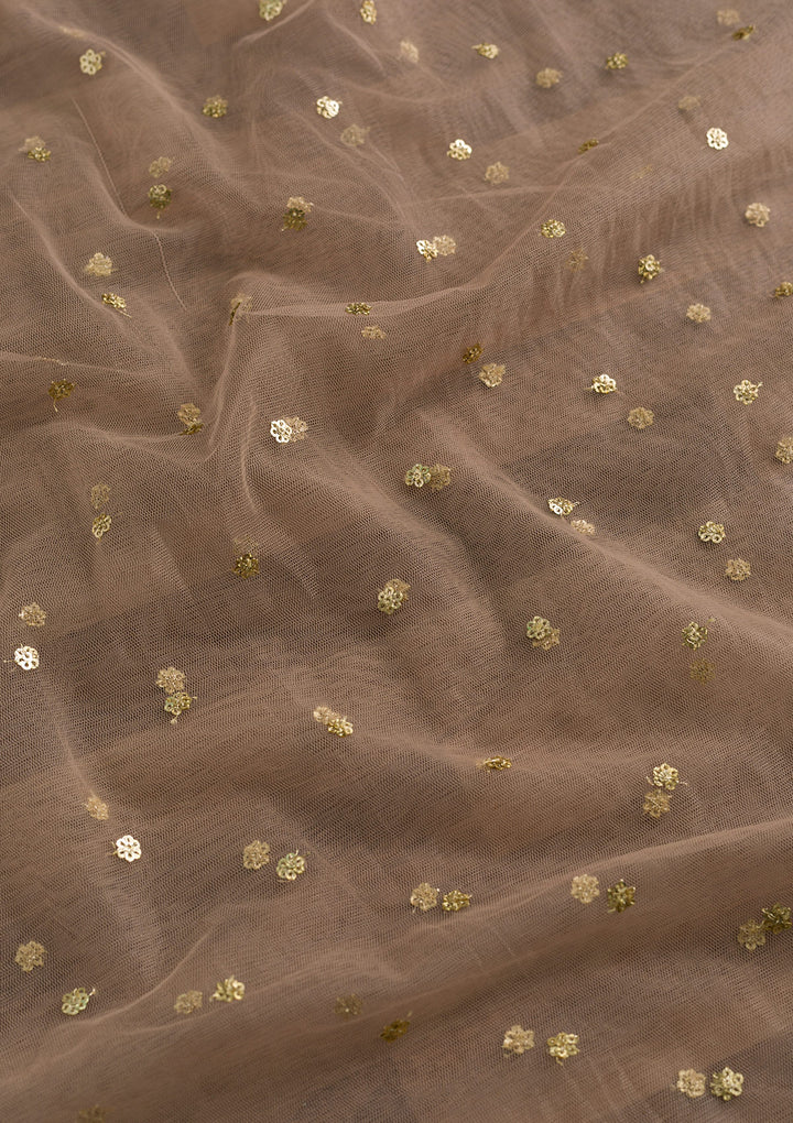 Peach Sequins Net Dupatta-Koskii