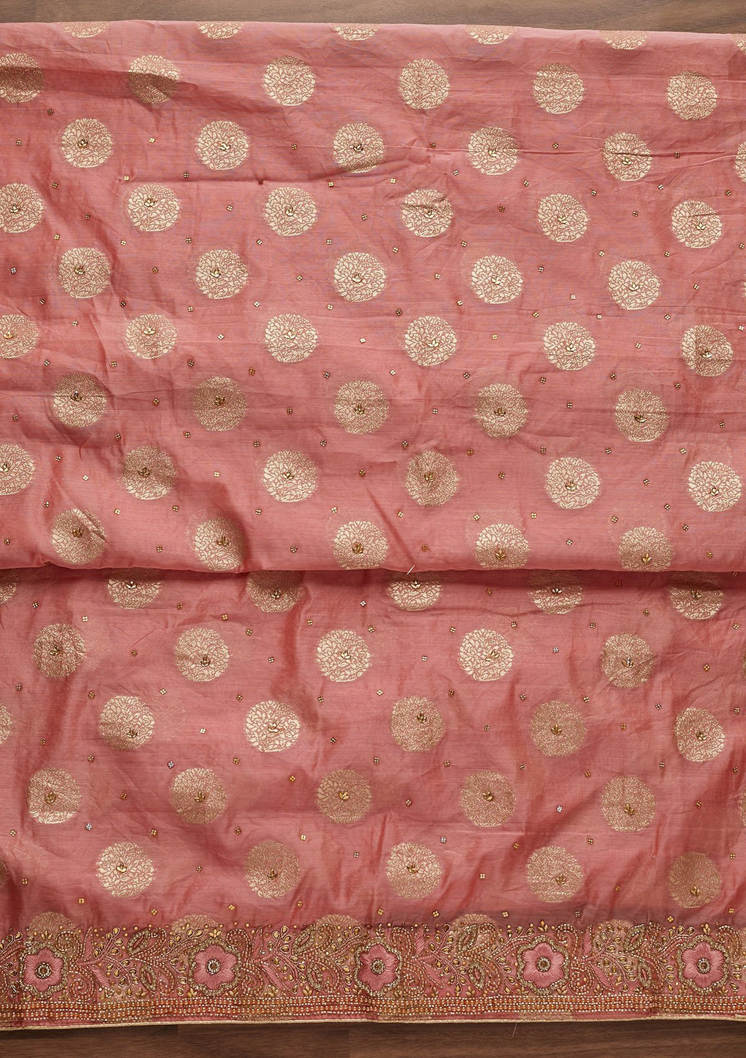 Pink Stonework Georgette Designer Unstitched Salwar Suit - Koskii