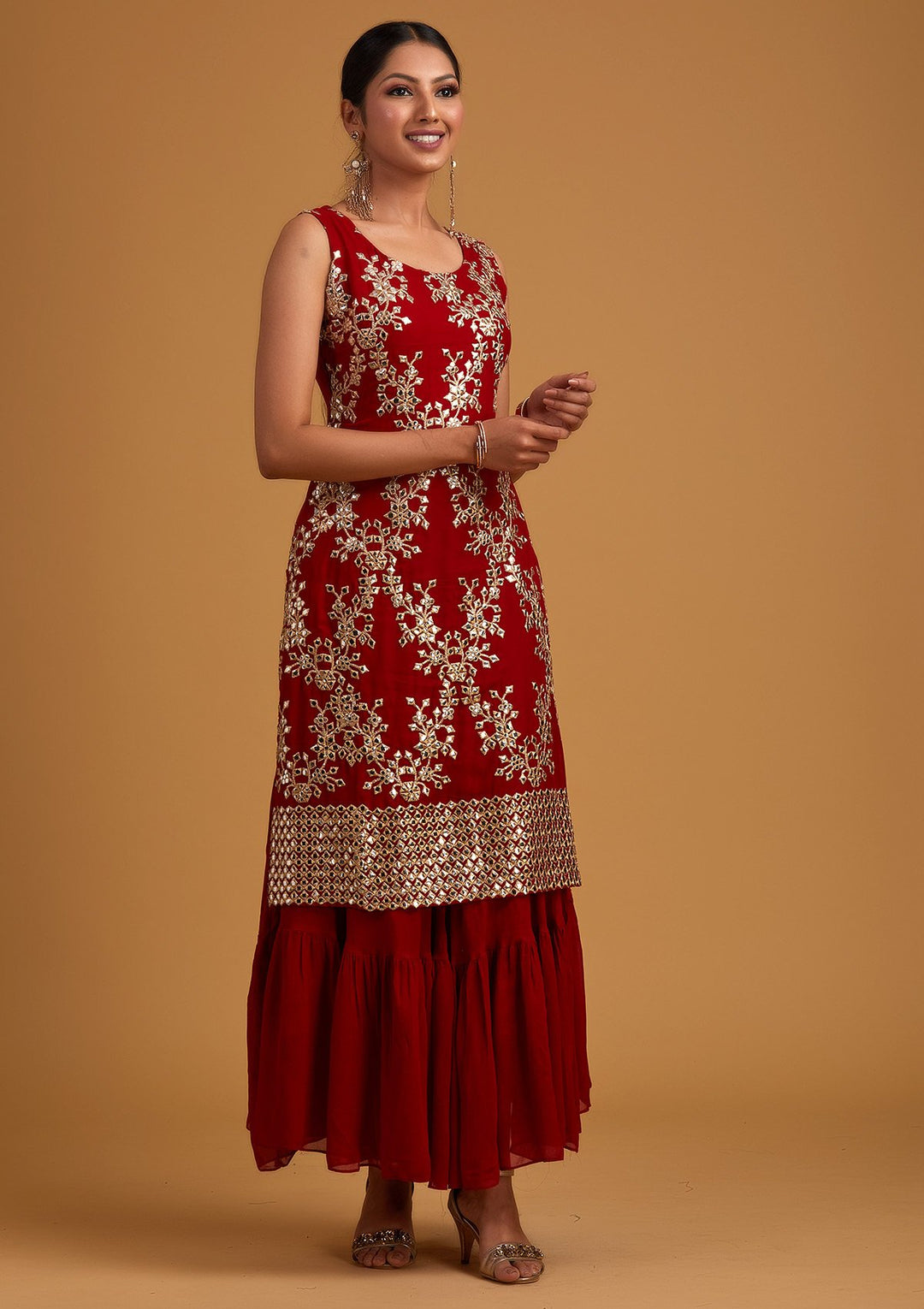 Red Gotapatti Georgette Designer Salwar-Suit - koskii