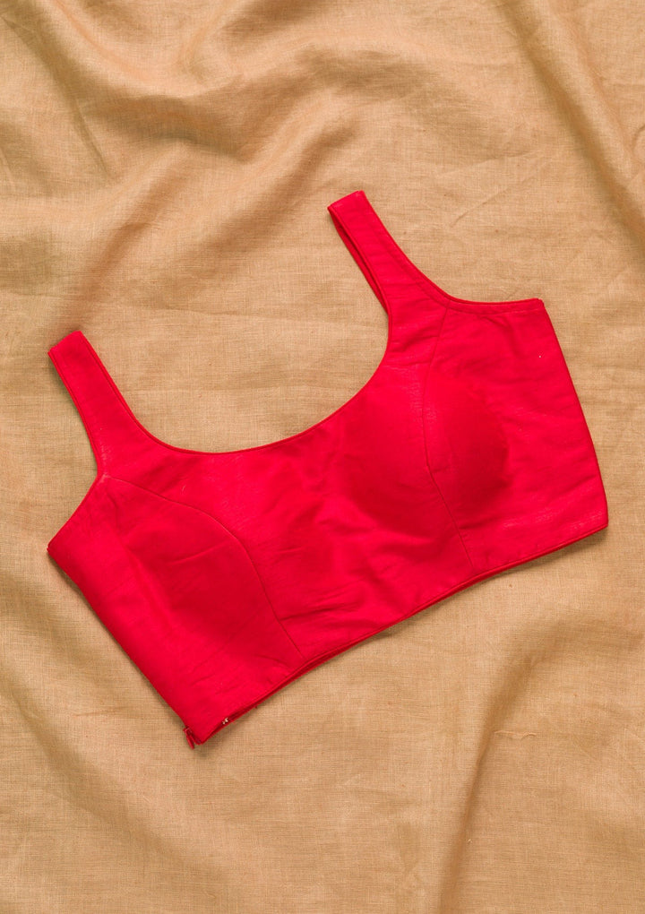 Red Raw Silk Blouse-Koskii