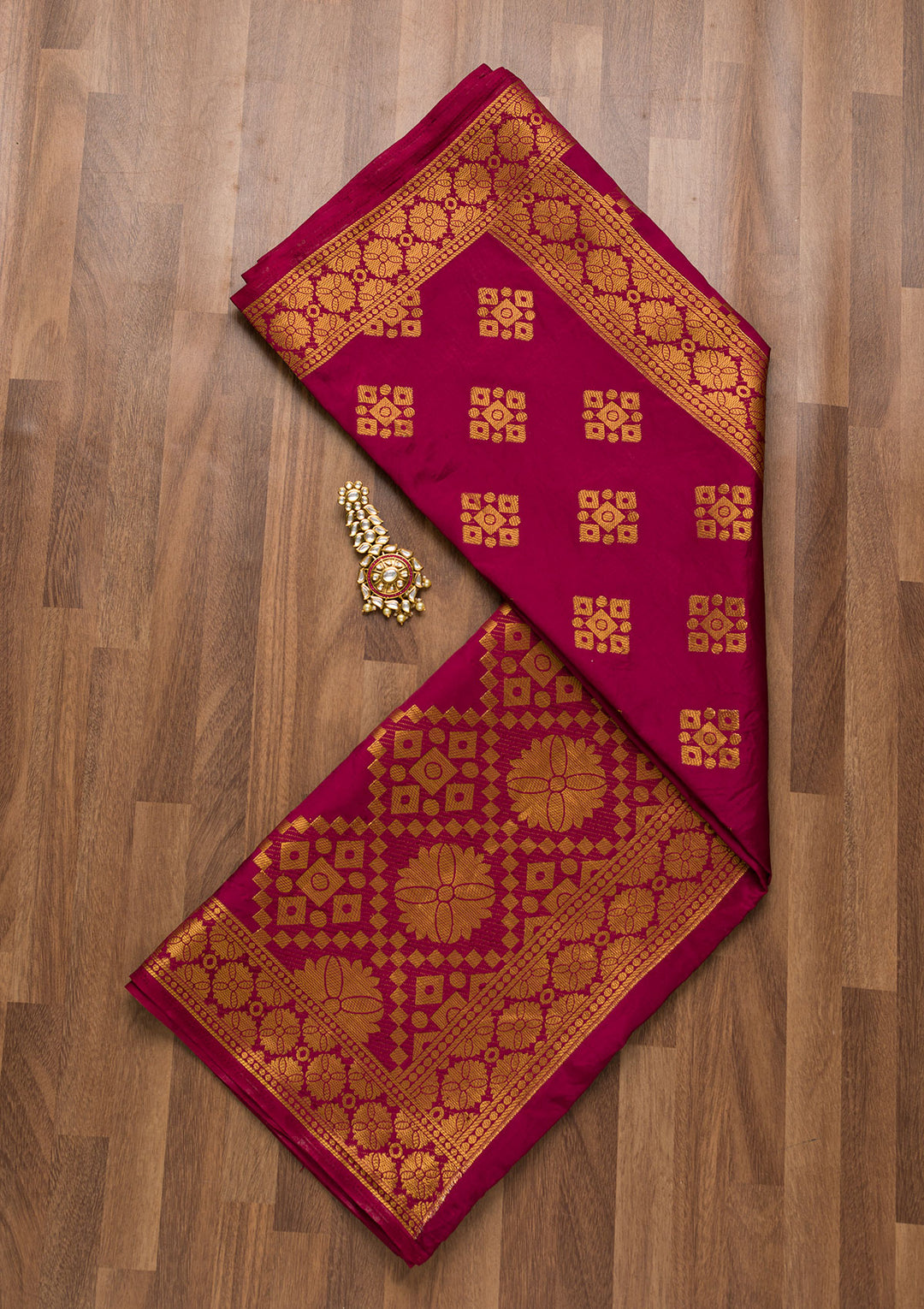 Wine Zariwork Raw Silk Dupatta-Koskii