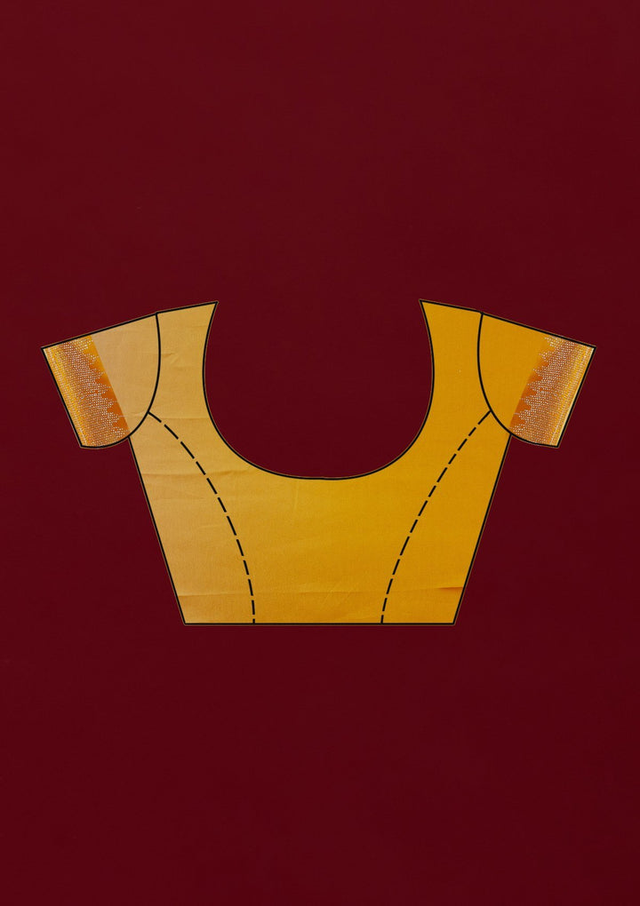 Yellow Swarovski Semi Crepe Designer Saree - koskii