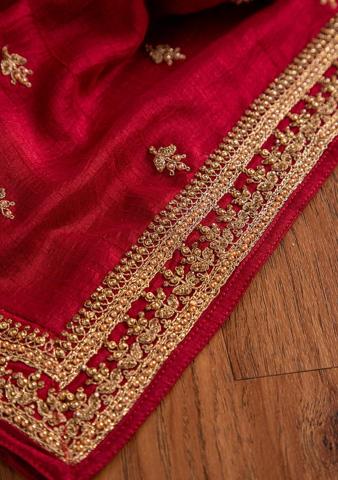 Maroon Stonework Raw Silk Designer Unstitched Salwar Suit - koskii