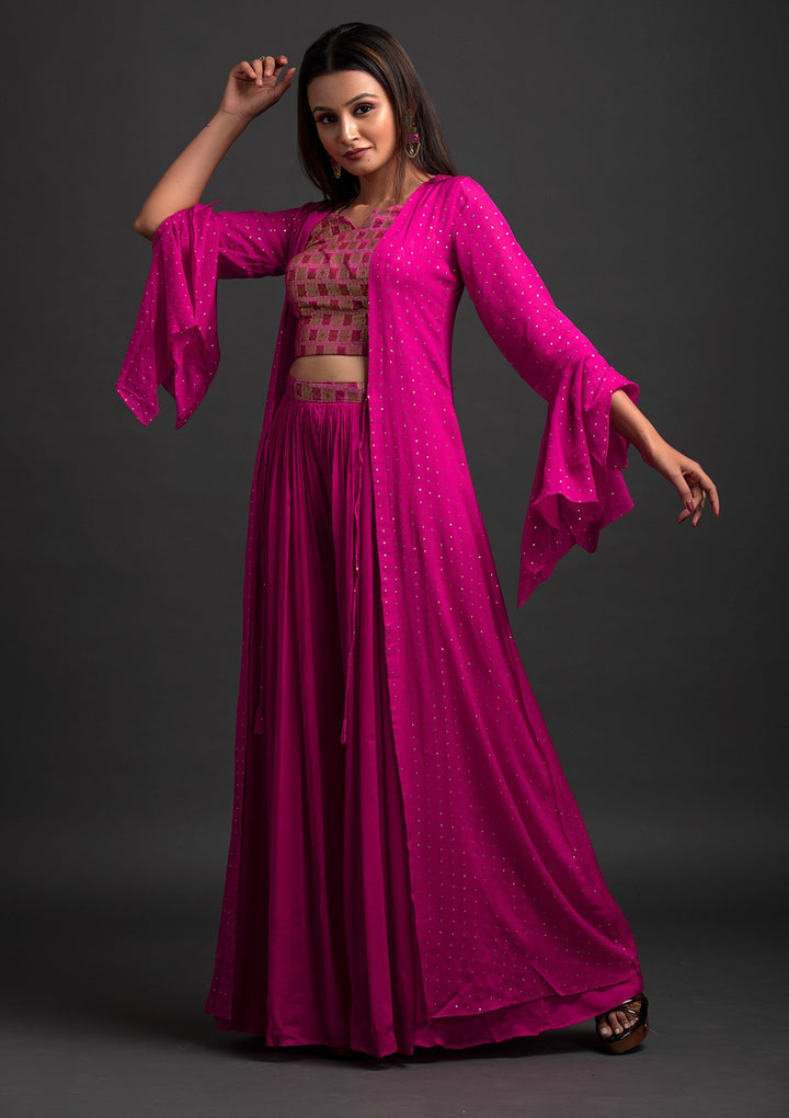 Rani Pink Zariwork Brocade Designer Salwar Suit - koskii
