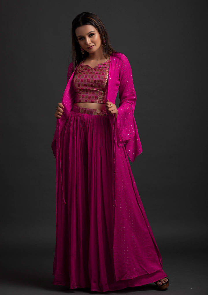 Rani Pink Zariwork Brocade Designer Salwar Suit - koskii