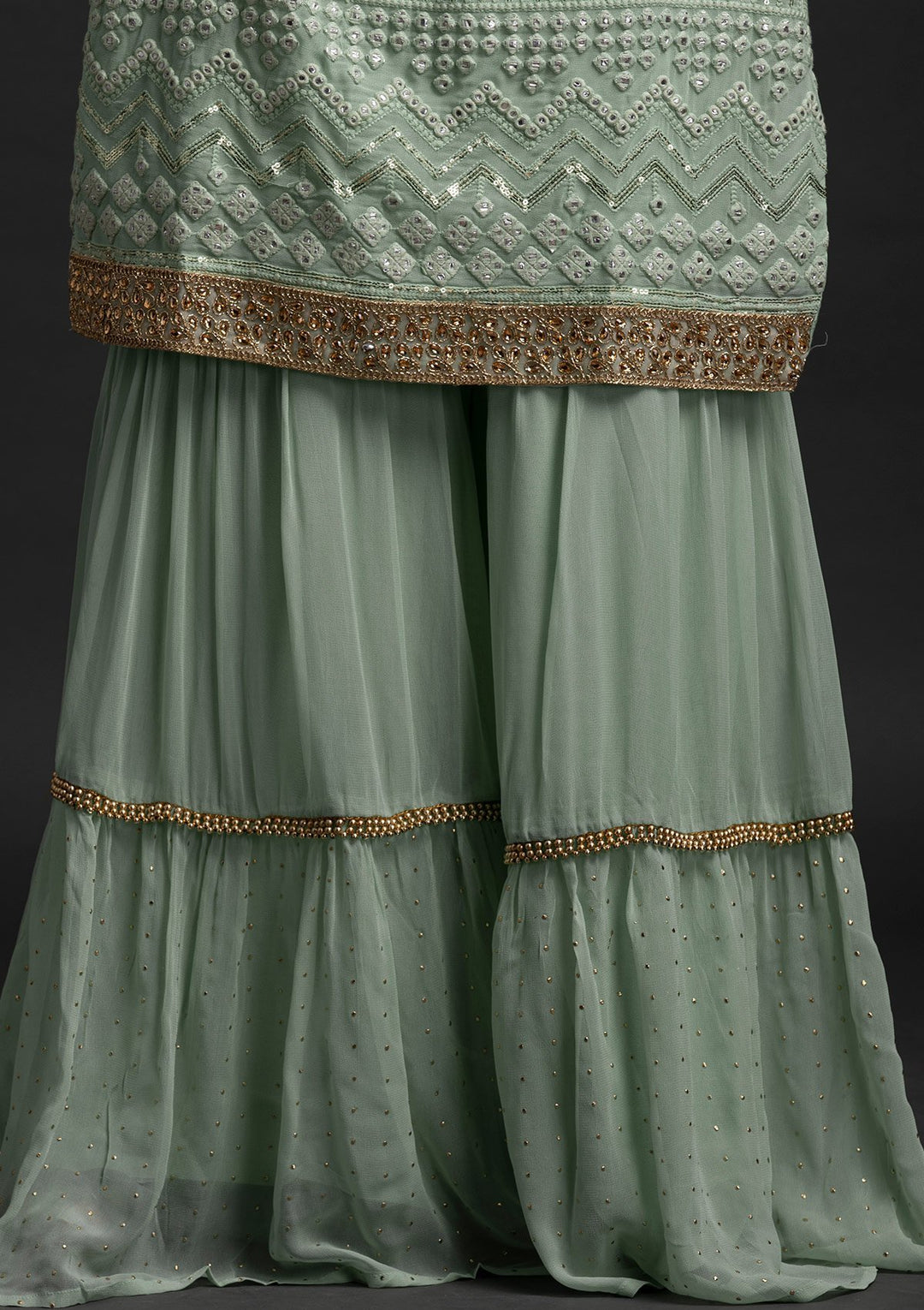 Sea Green Sequins Georgette Designer Salwar Suit - koskii